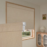 Boolegon No Drill No Tools Roller Shades for Windows, Blackout Linen Fabric, Cordless Roller Blinds, Thermal Insulated UV Protection Window Shades for Home,Bedroom,Office, Blackout-Beige,Custom Size Boolegon