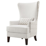 Coaster Home Furnishings - Pippin - Upholstered High Wingback Accent Chair with Brown Wood Legs, Track Arms, Removable T-Cushion, Geometric Pattern and Nailhead Trim - Living Room - Latte - 904066 Coaster Home Furnishings