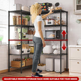 REIBII 5 Tier Wire Shelving Storage Shelves Loads 1430LBS, 58" W Metal Shelving Unit for Storage Adjustable Heavy Duty Garage Shelving Pantry Shelves Kitchen Shelving, Black, 2 Pack REIBII