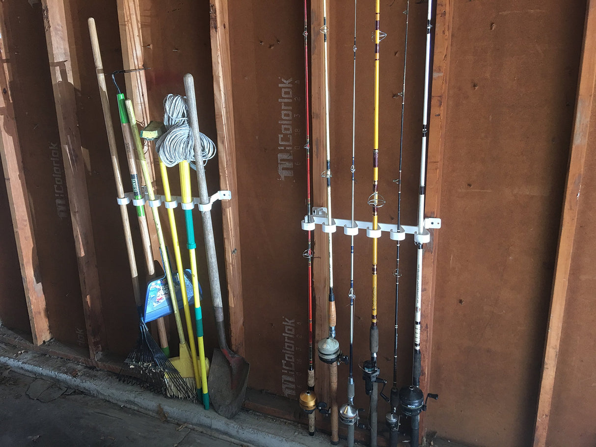 Fourth Wall Solutions Storage Rack for Garage Doors with Hooks for Fishing Rods, Kayak Paddles and More Fourth Wall Solutions