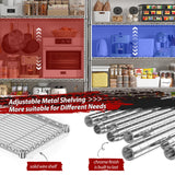 REIBII 1500LBS Storage Shelves 61.7''W Wire Shelving Unit 5 Tier Metal Shelving for Storage Rack Shelves Heavy Duty Garage Shelf Pantry Shelves Kitchen Shelving, 61.7" W*72.4" H*15.8" D, Chrome REIBII