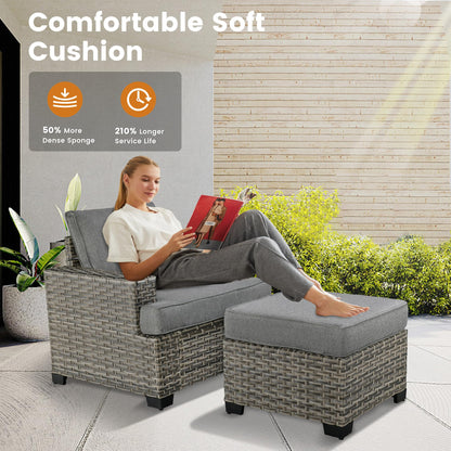 CAODOC Patio Furniture Sets 8 Pieces Outdoor Sectional Rattan Sofa Manual Weaving Wicker Patio Conversation Set with Solar Powered Coffee Table and T Cushion(Dark Grey) - WoodArtSupply