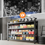 Anxxsu 5000LBS Storage Shelves, 71" W Heavy Duty Garage Shelving Unit, Adjustable Industrial Shelving, 4 Tier Metal Shelving for Garage, Supermarket, Warehouse, 71" W x 24" D x 70" H Anxxsu