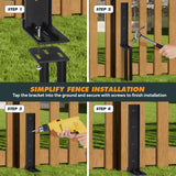 TANIVO 4 Pack Heavy Duty Steel Fence Post Anchor Repair Kit with Adjustable Width Connection and Reinforced Base for Repairing Tilted/Broken Wood Fence Post Support TANIVO