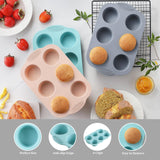XZZWLL Silicone Muffin Pan, Food Grade Silicone Cupcake Molds for Baking Muffins and Cupcakes, 6-Cup Nonstick Cupcake Pan, Easy Cleaning and BPA-Free (Gray, Orange, Blue) XZZWLL