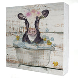 Funny Farmhouse Bathroom Wooden Box Sign Desk Decor Cow Wood Block Plaque Box Signs Farmhouse Box Sign for Home Bathroom Shelf Table Decoration (5 X 5 Inch) POPIPU ART