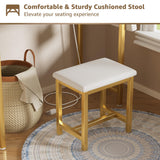 KAI-ROAD Makeup Vanity Desk with Mirror and Lights - Small White Gold Vanity Table with Chair, Power Outlet, Modern Make Up Vanitys Desks Set, Dressing Table for Girls Bedroom KAI-ROAD