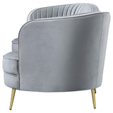Coaster Home Furnishings - Sophia - Velvet Fabric Upholstered Channel Tufted Stationary Sofa with Inverted Camel Back - Contemporary - Living Room - Gray - 506864 Coaster Fine Furniture