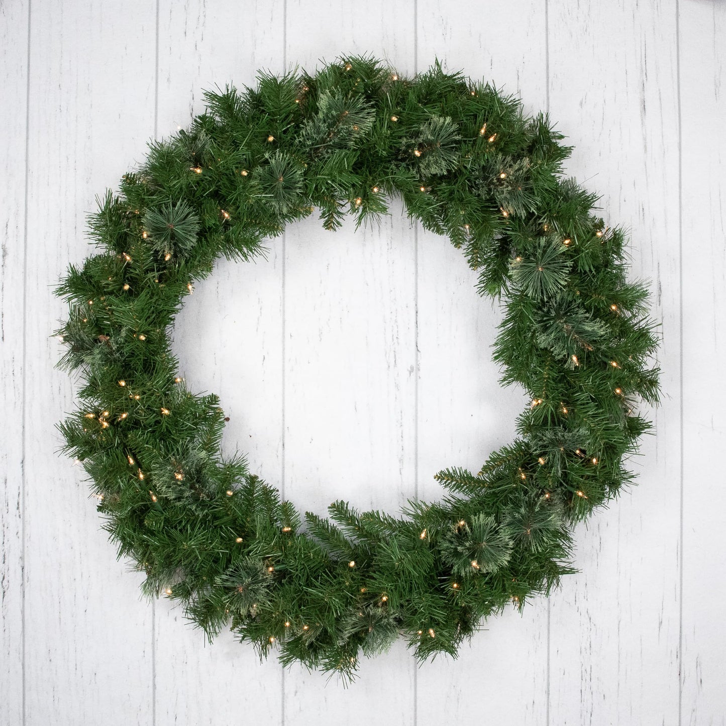 Northlight Pre-Lit Mixed Cashmere Pine Artificial Christmas Wreath Clear Lights, Green