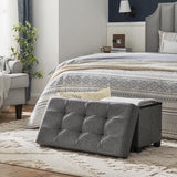 SONGMICS Storage Ottoman Bench, Foldable Foot Rest with Legs, 15 x 30 x 15.7 Inches, End of Bed Bench, Storage Chest, Load up to 660 lb, for Living Room, Bedroom, Entryway, Dark Gray ULSF16GYZ SONGMICS