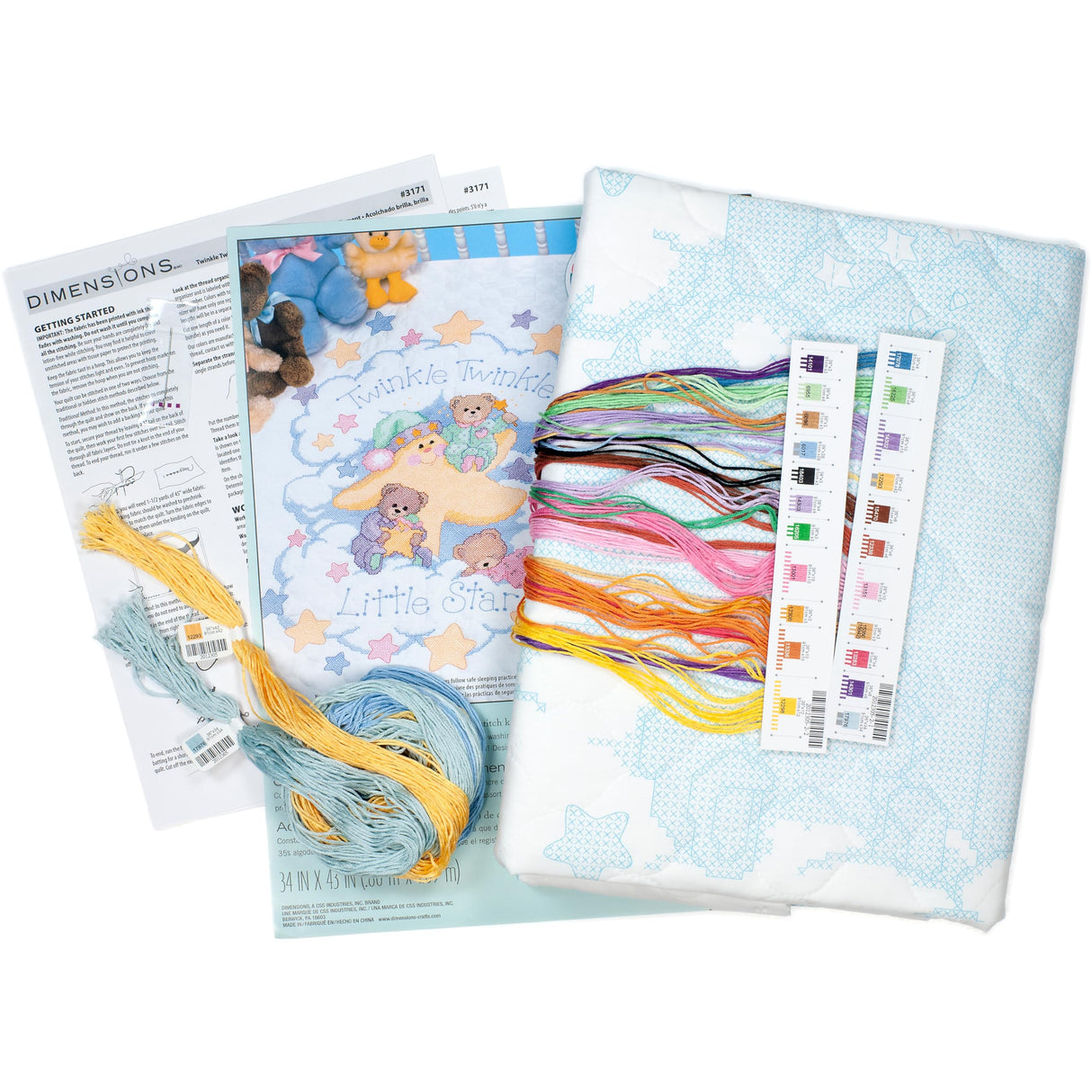 DIMENSIONS 3171 Twinkle Twinkle Twinkle Quilt Stamped Cross Stitch Kit, 34'' W x 43'' H White Dimensions