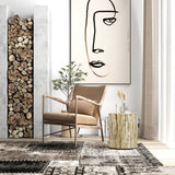 HOMCOM Tree Stump Stool, Decorative Side Table with Round Tabletop, Concrete End Table with Wood Grain Finish for Indoors and Outdoors HOMCOM