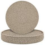 Round Placemats Set of 6 with Holder, Cotton Rope Woven Place Mats, Hot Pads for Kitchen, Heat Resistant Table Mats, 13 Inch Farmhouse Washable Braided Placemat for Kitchen Decor (Brown) Jukercici