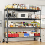 REIBII 55.5''W Storage Shelves 2500LBS Wire Shelving Unit with Wheels Heavy Duty Metal Shelves for Storage Adjustable Garage Storage Rack Pantry Shelf Kitchen Shelving, 75.6" H X 55.5''W X 24" D, 4PCS REIBII