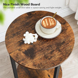 HOOBRO Side Table, Round Sofa Couch Table with Storage Shelf, 2-Tier Industrial End Table, Stable Metal Frame, Wooden Look Accent Table for Small Spaces, Living Room, Bedroom, Rustic Brown BF58BZ01G1 HOOBRO