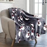 PAVILIA Christmas Snowman Throw Blanket | Grey Christmas Fleece Blanket | Soft, Plush, Warm Winter Cabin Throw, 50x60 (Grey Snowman) PAVILIA