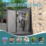 Vigo huseeo 4 * 9.2 FT Outdoor Storage Shed, Galvanized Steel Garden Shed with Lockable Door & Window, Waterproof Metal Tool Storage for Garden, Backyard, Patio, Lawn(Gray) Vigo huseeo