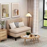 Andeworld Modern Loveseat Settee Button Tufted Sofa Couch Upholstered Banquette Dining Bench High Back Living Room Funiture,Khaki Andeworld