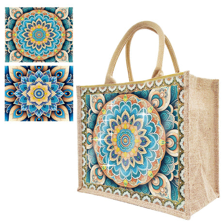 JBTM24 DIY Diamond Art Tote Bag Kit for Adults, Diamond Art Handbag Kits with 2 Pcs Replaceable Linen Pattern, Diamond Painting Creative Handbag for Women Girl Art Craft Gift JBTM24