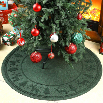 Motionchic Christmas Tree Mat 35" Christmas Tree Stand Mat with Lip Heavy Duty Christmas Tree Floor Protector Waterproof Christmas Tree Stand Pad from Spills Scratches Xmas Home Decor (Green,Reindeer)