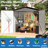 TIMWNER Outdoor Storage Shed, 6' × 4' FT Metal Storage Shed with Updated Frame Structure and Lockable Doors, Waterproof Shed for Backyard, Patio, Garden, Brown TIMWNER