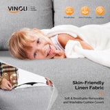 VINGLI 47" Small Couch, Linen Loveseat Sofa Light Grey Mini Couch Mid Century Modern Decor Love Seat for Small Spaces Living Room, Bedroom, Play Room VINGLI