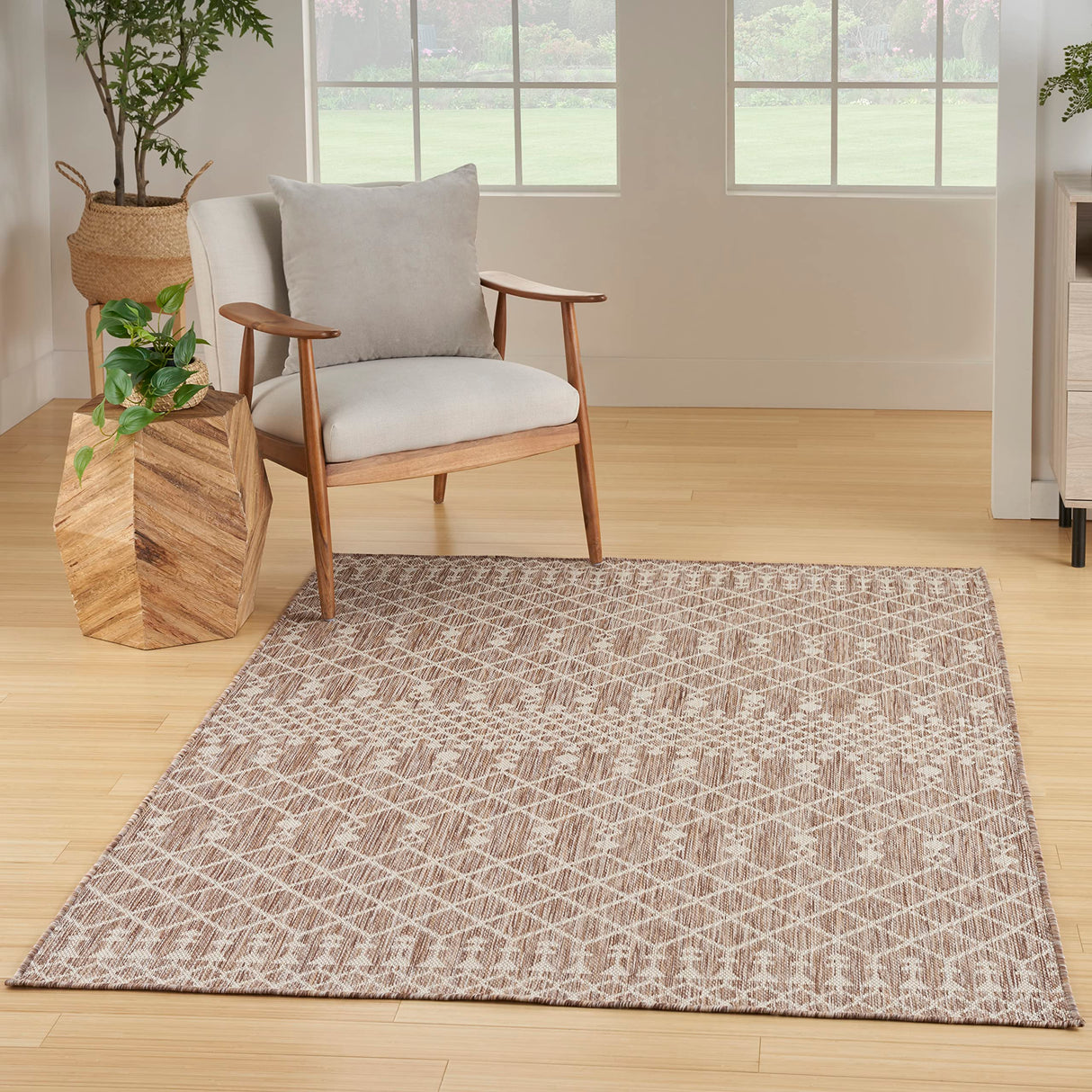 Nourison Home Positano Indoor/Outdoor Beige 4' x 6' Area Rug, Easy Cleaning, Non Shedding, Bed Room, Living Room, Dining Room, Deck, Backyard, Patio (4x6) Nourison