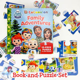 CoComelon Board Book and 12 Large Piece Jigsaw Puzzle for Preschoolers and Toddlers Ages 2+ ; JJ's Family Adventures: (Read, Play & Learn) Cottage Door Press