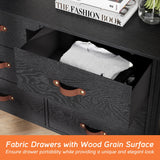 WAMPAT Black Dresser for Bedroom, Long Wide Dresser with 12 Drawers, Kids Dressers & Chests of Drawers, Set of 2 Classic Wooden Storage Cabinet Organizer for Closet, Living Room, Hallway WAMPAT