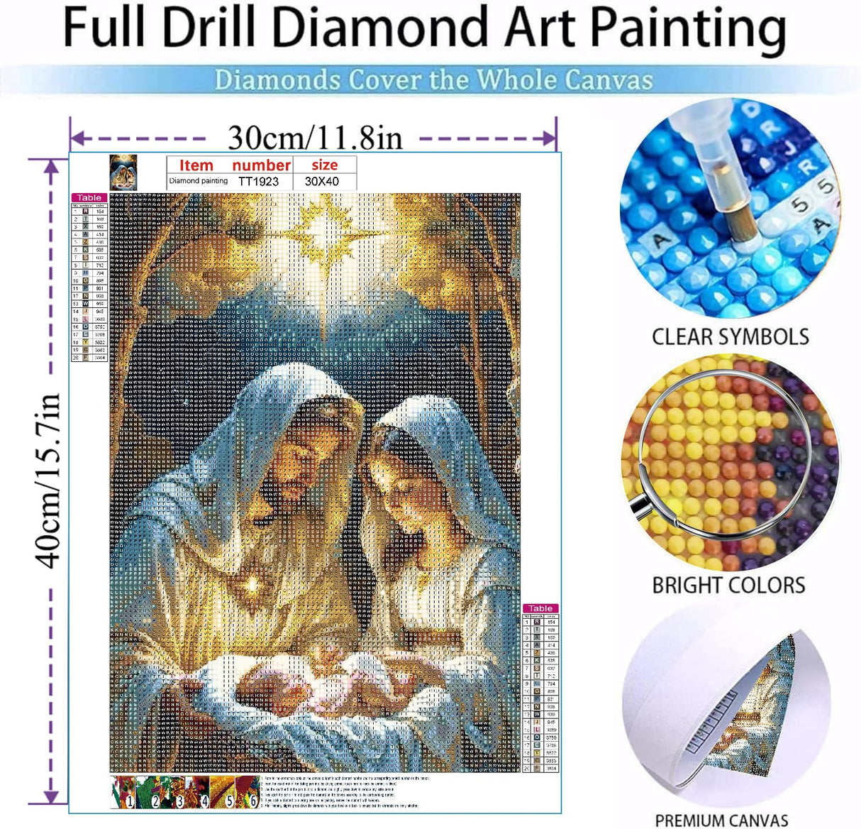 MOMDEDP Jesus Diamond Art Kits for Adults, 5D Diamond Painting Kits for Beginners,Round Full Drill Nativity Scene Gem Art for Adults,DIY Religious Diamond Dots Paintings for Home Decor12x16in MOMDEDP