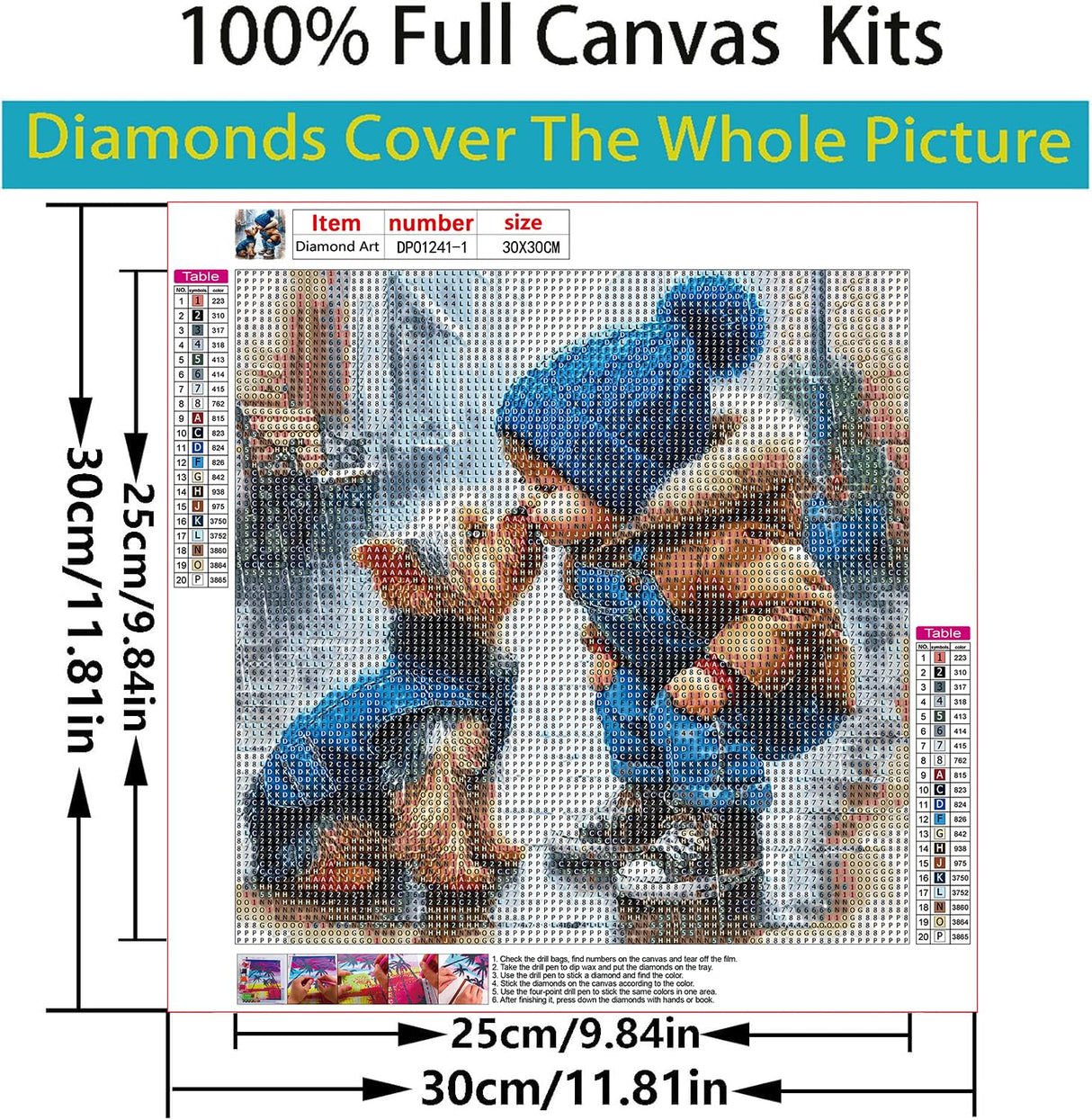 ARPADAMO 3 Pack Diamond Kits for Adults,5D Animal Dog Diamond Painting DIY Diamond Art Girl Kiss Diamond Painting Art Kit for Adult,Round Full Drill Diamonds, Diamond Art Kit for Home Decor-12x12inch ARPADAMO