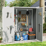 UDPATIO 38 Cu.ft Vertical Storage Shed, 4.3 ft x 5.6 ft Resin Outdoor Shed Waterproof Resin Cabinet for Garden, Backyard, Lawn, Grey UDPATIO