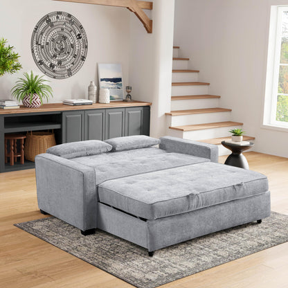 Lifestyle Solutions Ainsley Full Size Convertible Loveseat, Light Grey