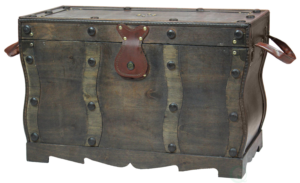 Antique Style Distressed Wooden Pirate Treasure Chest, Coffee Table Trunk Vintiquewise