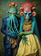 Cross & Glory - Meet The Aliens: Xantara and Nykara - 1000 Piece Jigsaw Puzzle | Unique Alien Couple Artwork | Satin Finish Cross & Glory