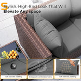 UDPATIO Outdoor Patio Furniture Set with Fire Pit Table, 8 Piece Outdoor Sectional Sofas, All-Weather Wicker Patio Conversation Set for Garden, Backyard Dark Grey UDPATIO