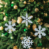 Oudain 6 Pieces Metal Snowflake Ornaments Christmas Galvanized Snowflake Hanging Ornament Farmhouse Snowflake Tree Hanging Decoration for Xmas Winter Party Decor, 5.12 Inch, Silver Oudain