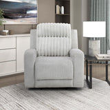 Lexicon Modern Recliner Chair for Living Room, Manual Wall Hugger Textured Microfiber Reclining Chair, Plush Corduroy Channel Seat Back, Manual Recliner, Light Gray Lexicon