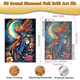Genius maker Phoenix Diamond Painting Kits for Adults, 5D Moon Diamond Art Kits for Beginners DIY Full Drill Diamonds Painting Pictures, Diamond Gem Art Painting DIY Crafts Kit Decor 12x16inch Genius maker