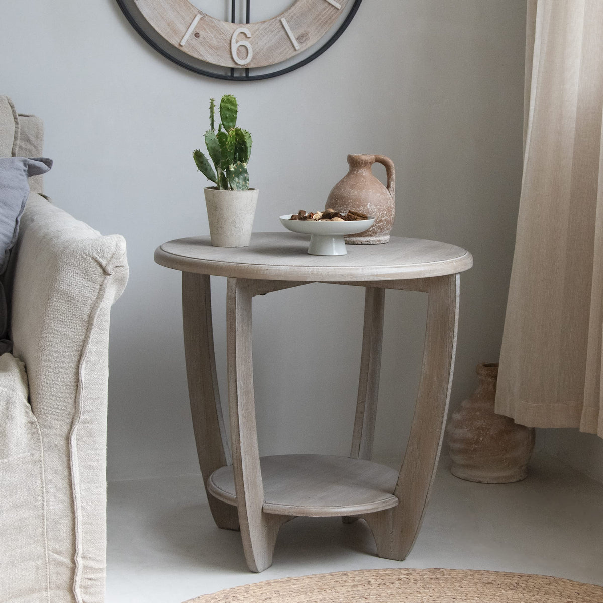COZAYH Set of 2 Rustic Farmhouse end Table with Storage Shelf, French ...