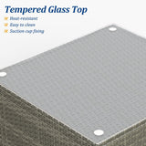 7-Piece Modular Patio Furniture Set, Wicker Outdoor Sectional Sofa with Cushions and Coffee Table, All Weather Patio Conversation Sets for Porch Balcony Backyard, Dark Blue Kiss the Water