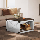 WLIVE Coffee Table, Farmhouse Coffee Table with Open Storage, 31.5" Wood Square Living Room Tables, Rustic Dining Cocktail Center Table for Living Room, Espresso WLIVE