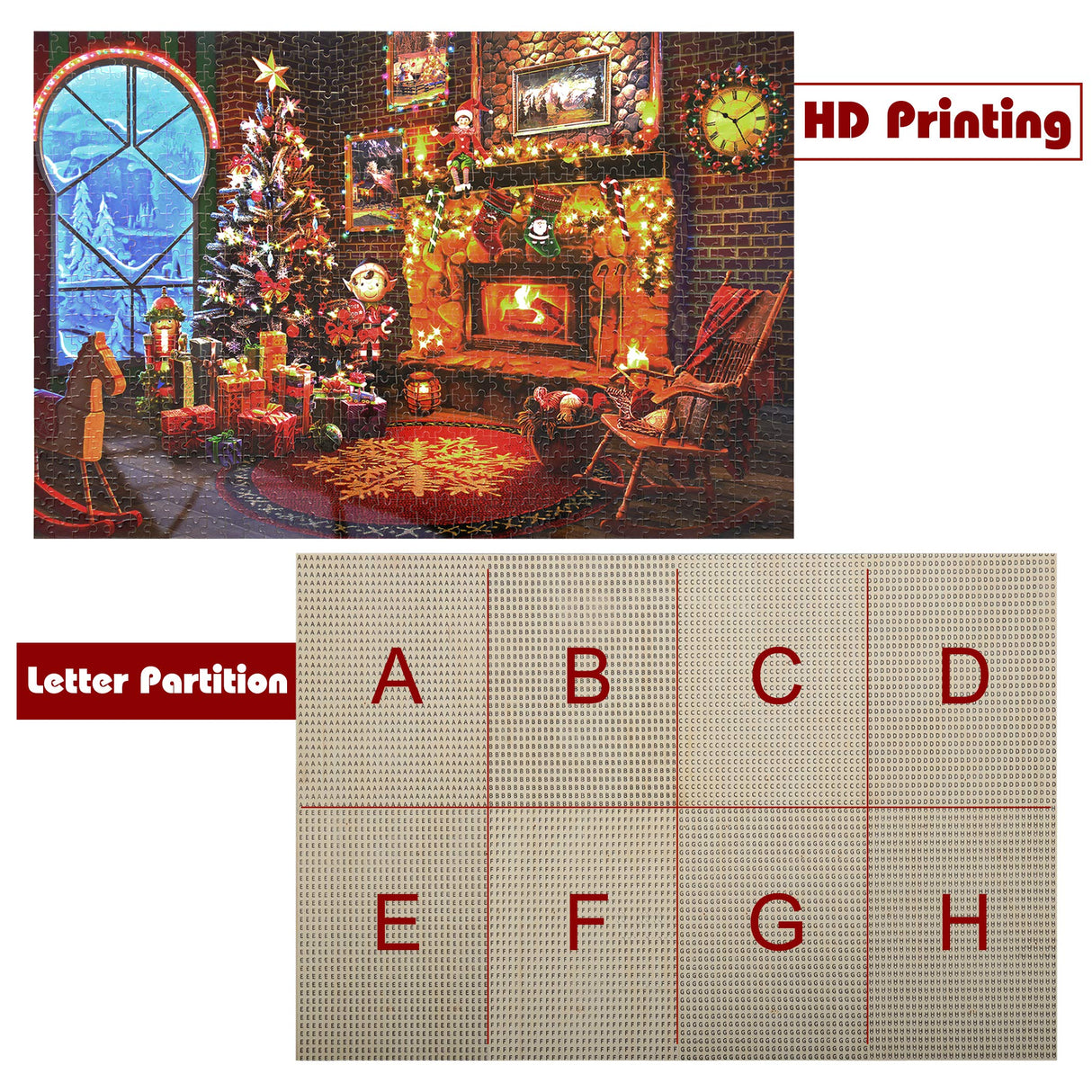 Lavievert Wooden Jigsaw Puzzles 1000 Piece Christmas Puzzles for Adults and Kids - Fireplace, Christmas Tree, Stockings LAVIEVERT