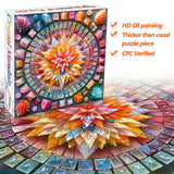 Crystal Mandala-Puzzles for Adults 1000 Pieces, Stunning Shining Colorful Crystal Mandala Puzzle, Impossible Puzzle Color Challenge Puzzle Bgraamiens