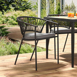 YITAHOME Outdoor Patio Chairs Set of 6, Stackable Dining Chairs Rattan Wicker Outdoor Patio Furniture Set with Cushion All Weather Bistro Chair for Garden Backyard Porch Poolside (Grey) YITAHOME