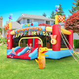 Bounce House for Kids, 13FT Large Inflatable Bounce Castle with Blower Blow Up Jumping Bouncer with Double Slide, Obstacle Poles & Target Toss Game, Champion Race Car Theme AKEYDIY