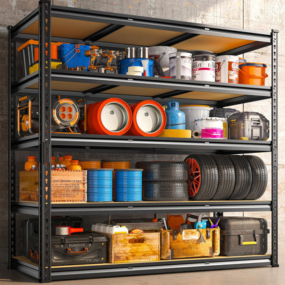 REIBII 48" W Garage Shelving, 3000LBS Storage Shelves Heavy Duty Shelving, 72" H Adjustable Metal Shelves for 5 Tier Garage Shelves Storage Rack Sturdy Industrial Shelving Unit, 72" H x 48" W x 18" D