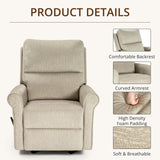 zzlay Rocker Recliner Chair, Nursery Glider Recliner with High Back&Deep Seat, Manual Push Back Rocking Fabric Armchair with Overstuffed Backrest and Armrests for Living Room, Medium, Warm Oat zzlay