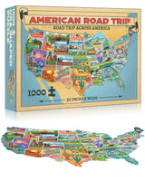 TDC Games US Map Puzzle Great American Roadtrip with Individual States, 1000 Piece Jigsaw Puzzle for Kids and Adults, Large America Shaped Educational Puzzle, Challenging Puzzle Map of USA TDC Games
