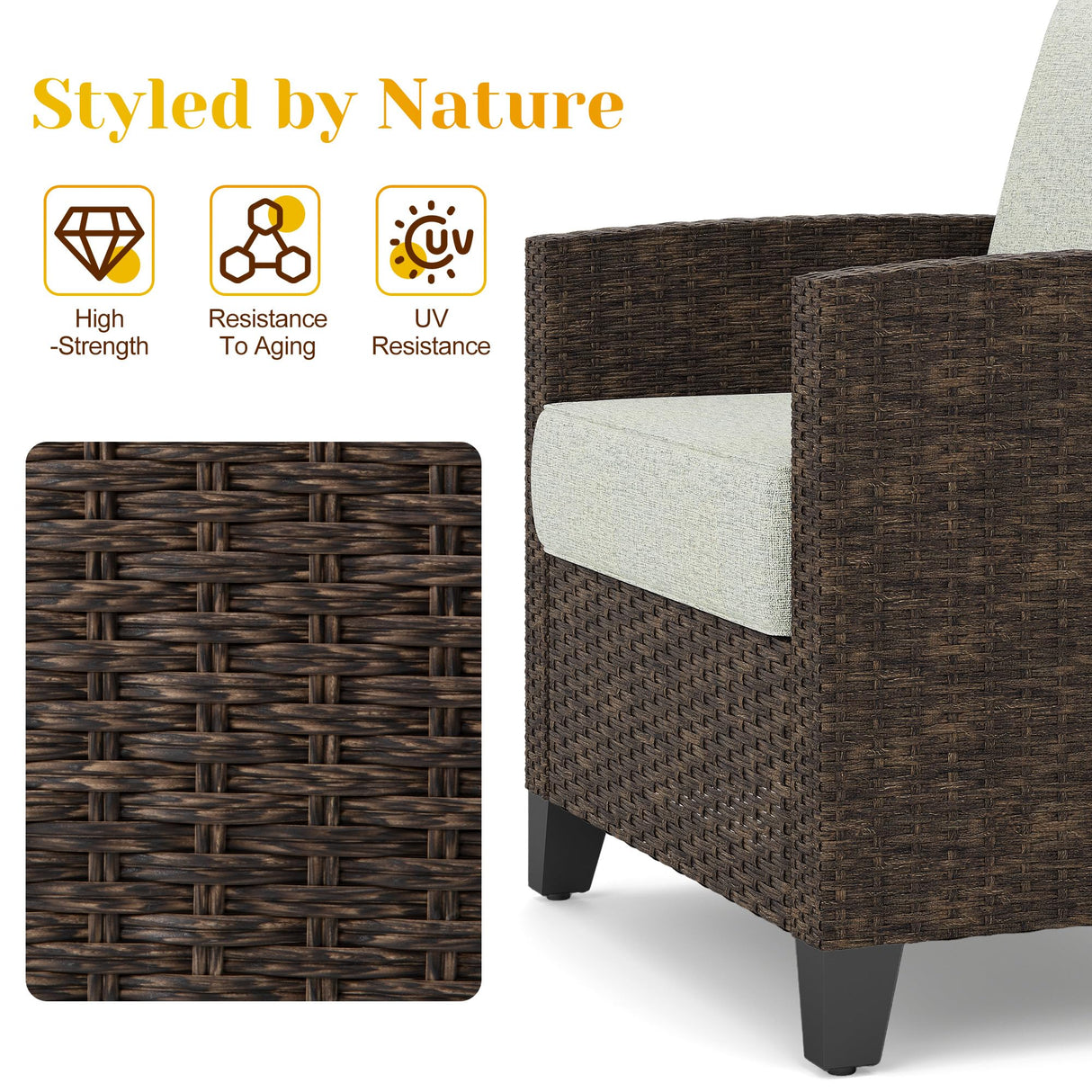 Aluminum Patio Sofa Outdoor Couch with Upgraded Cushions, All-Weather Outdoor 3 Seats Sofa Couch for Pool Garden Porch Backyard, Grey SUNVIVI OUTDOOR